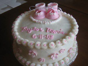 Pink and White Baby Shower Cake