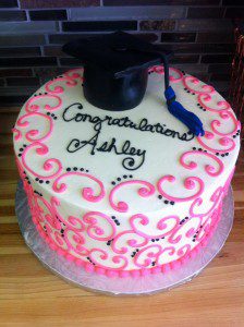 pink graduation cake