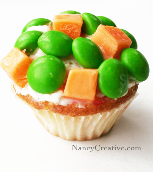 peas and carrots cupcake