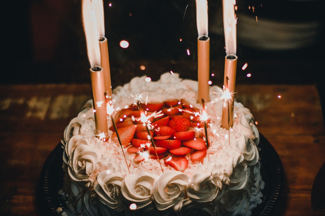 smash cake with firework candles