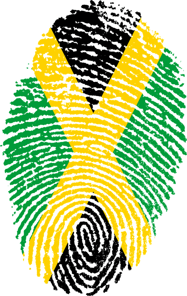 jamaica flag on a finger print