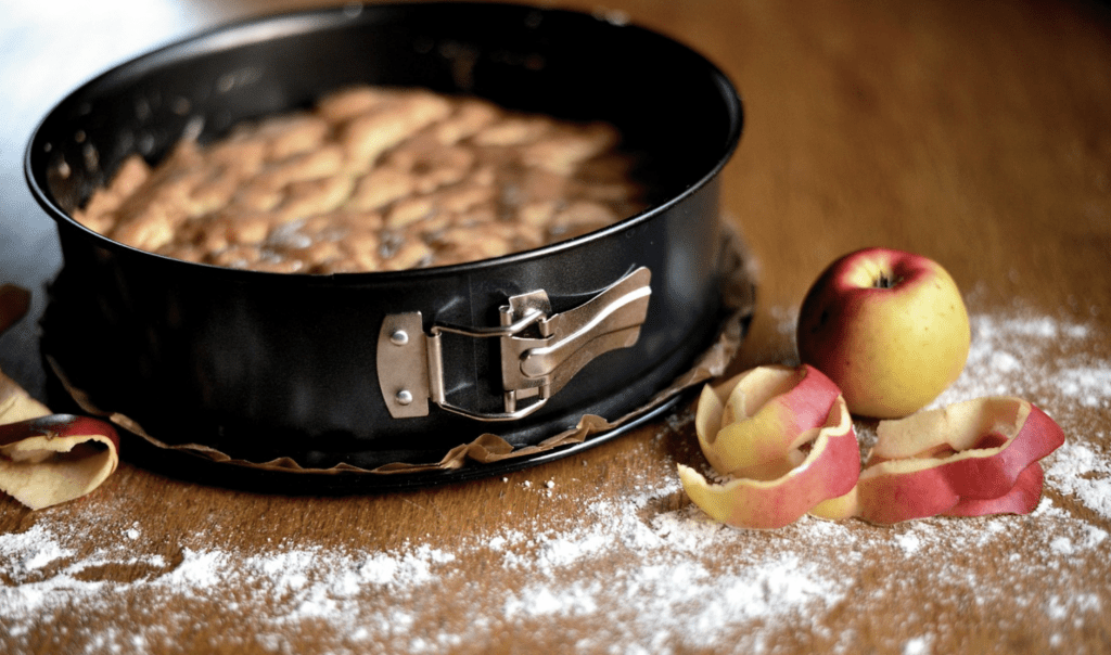 cake pan with pork and beans